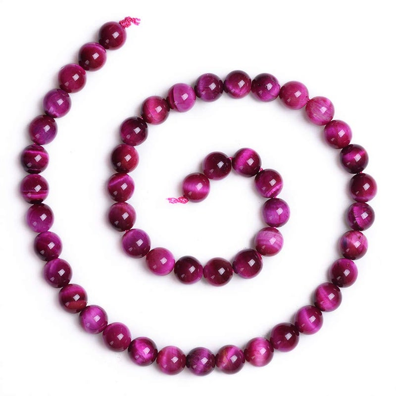 PLTbeads Natural Gemstone Loose Beads Smooth Round Approxi 15 inch DIY Bracelet Necklace for Jewelry Making (8mm, Pink Tiger Eye) - Image 2